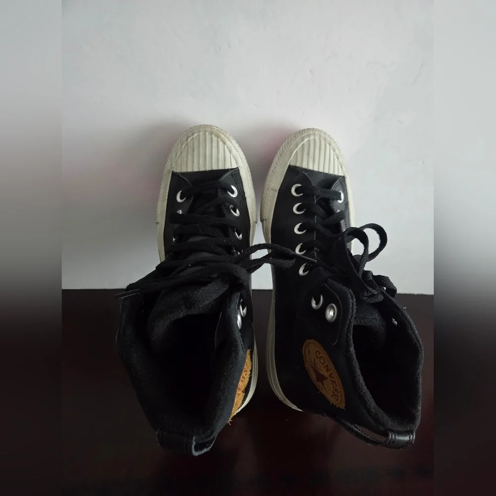 Converse Couter Climate  Black High-Top Leather Sneakers  Sz.5.5